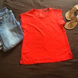 Orange Short-Sleeved Blouse